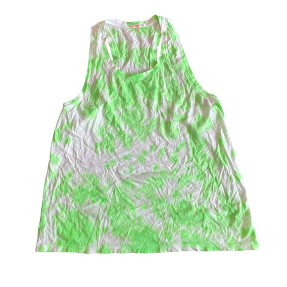 NEW Sundry Tie Dye Racerback Tank Top in Neon Green / White Sz. M - Picture 1 of 3